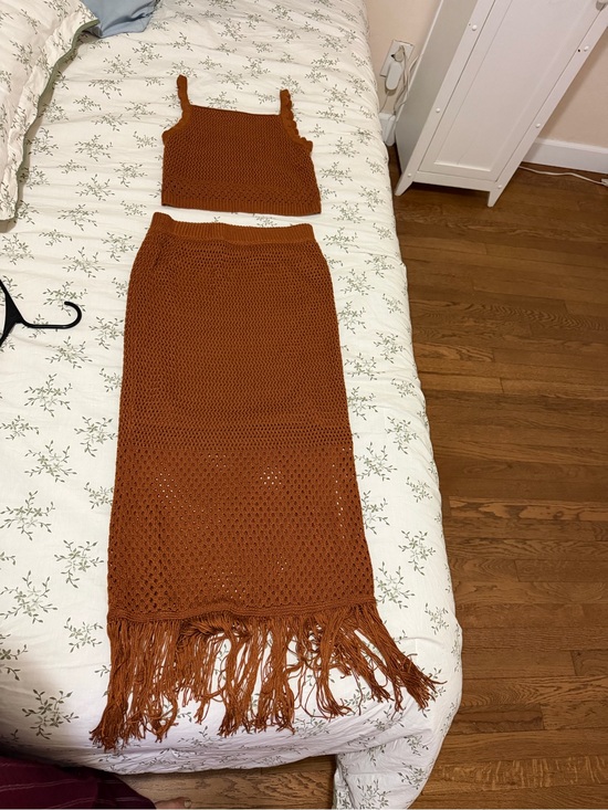 House of Harlow 1960 Dresses & Skirts - House of Harlow 1960 Rust Crochet Two-Piece Skirt Set